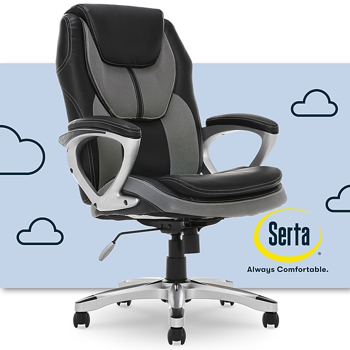 Serta Amplify Ergonomic Faux Leather Swivel Executive Chair, Gray