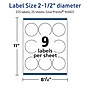 Avery TrueBlock Laser/Inkjet Circle Multipurpose Labels, 2.5" Dia., White, 225/Pack (94502)~#|#~4EC45349-E33A-4713-815DDCF5A53E6145_sc7