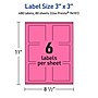 Avery Laser/Inkjet Square Multipurpose Labels, 3" x 3", Bright Pink, 480/Box (94101)~#|#~4ECCEA0A-37CA-42FC-804B0475D393ADB7_sc7