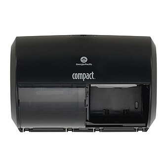 Compact 2-Roll Side-by-Side Coreless Toilet Paper Dispenser by GP PRO, Black (56784A)