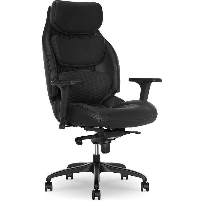 Sharper Image Algrove Comfort-X Ergonomic Swivel Executive Massage Chair, Black/Dark Gray (60117-BLKGRY) image 1