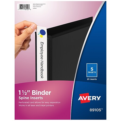 Avery Binder Spine Inserts, For 11/2 Inch Ring Binders, 25 Cardstock