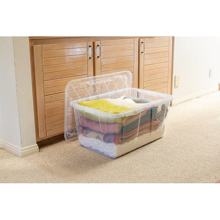 ユニセル120カプセル Greenmade 27 Gallon Storage Bin with Snap Lid, Plastic, Clear