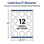 Avery Laser/Inkjet Circle Multipurpose Labels, 2" Dia., White, 120/Pack (S00-D2N)~#|#~4EDB83FC-2692-431C-A3F79EB143D65C85_sc7