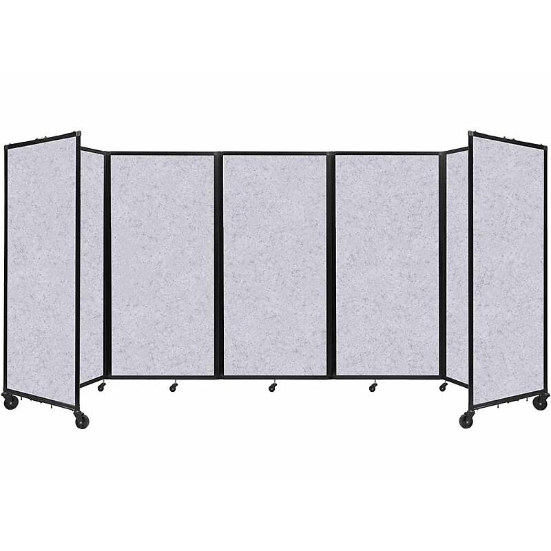 Versare The Room Divider 360 Freestanding Folding Portable Partition, 72"H x 168"W, Marble Gray SoundSorb Fabric (1932101) image 1