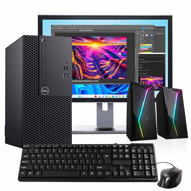 Dell Optiplex Tower Refurbished Desktop Computer with 24" Monitor, Intel Core i58500, 16GB RAM, 1TB SSD, Windows 11 Pro image 1