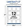 Avery Laser/Inkjet Square Multipurpose Labels, 2" x 2", White, 120/Pack (S00-ETE)~#|#~4EE364BF-3845-43A0-8D027E5ACDA07816_sc7