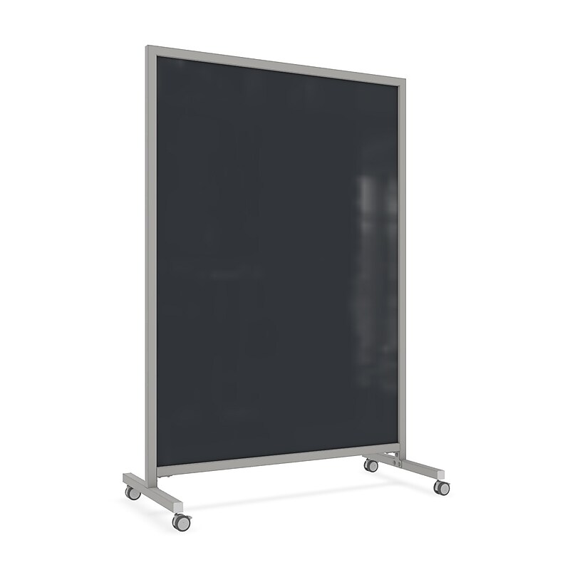 Ghent EZ Glass Mobile Dry-Erase Whiteboard, Aluminum Frame, 75"H x 50"W, Black (EZ1NA7550BK) image 1