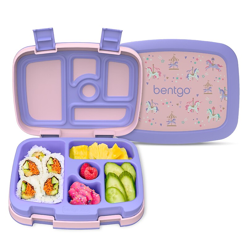 bentgo Kids Bento Box, 5-Compartment, Carousel Unicorns, 19.2 oz. (BGKDPT-CSL) image 1