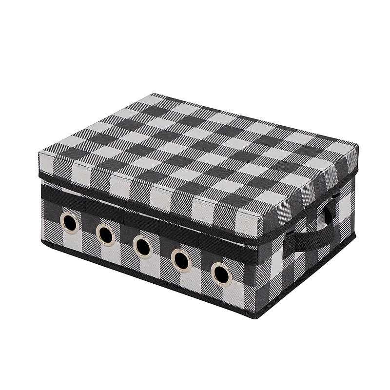 Simplify Gift Wrapping and Ribbon Storage Organizer Box with Lid, Buffalo Plaid image 1