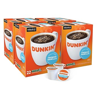 Dunkin' French Vanilla Coffee, Keurig® K-Cup® Pods, Medium Roast, 88/Carton (400847)