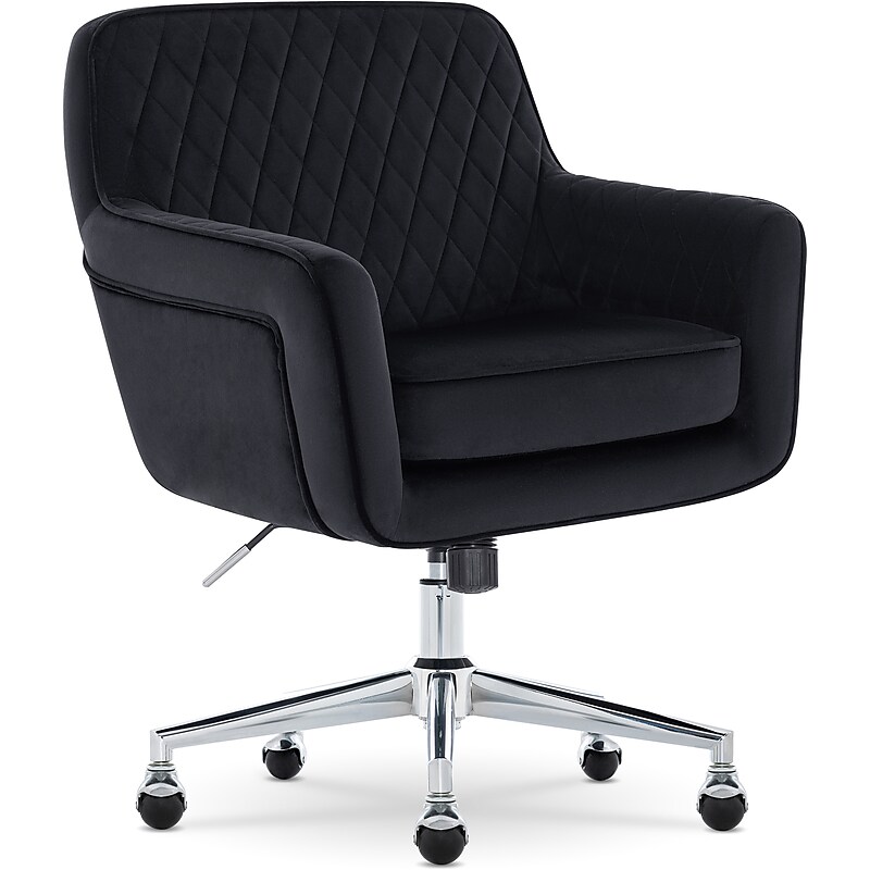 Serta Ashleigh Ergonomic Velvet Swivel Computer and Desk Chair, Black (CCHR10018B) image 1