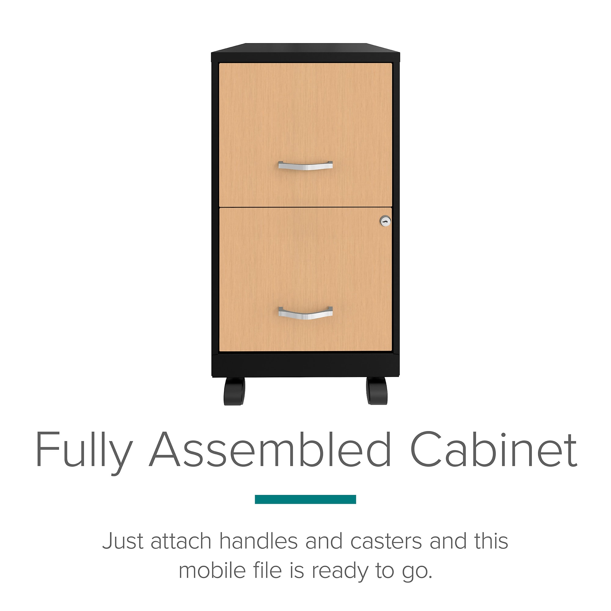 Space Solutions 2-Drawer Mobile File Cabinet, Letter Size, Lockable, 26.7″H x 14.25″W x 18″D, Black/Platinum Oak (25855) Sansujyuku sansujyuku.com