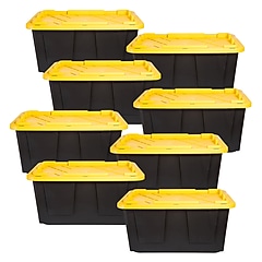 Greenmade 108 Qt. Storage Bin with Snap Lid, Plastic, Black/Yellow