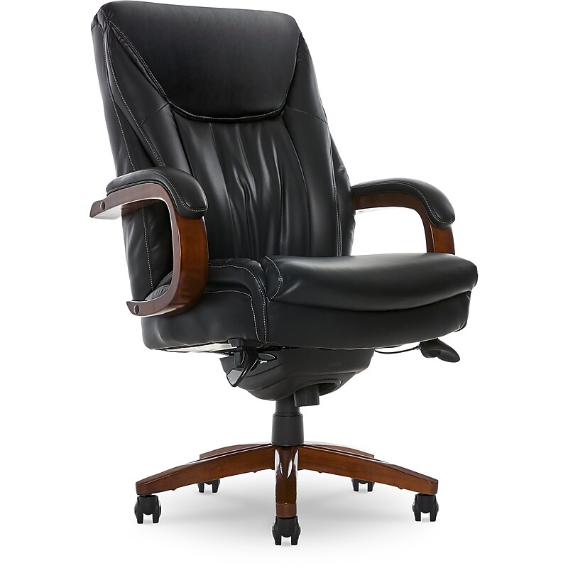 La-Z-Boy Big & Tall Edmonton Ergonomic Bonded Leather Swivel Executive Chair, Black (45764A) image 1