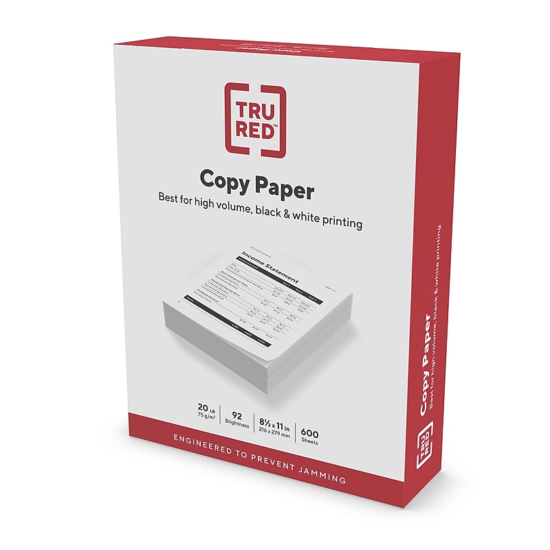 TRU RED™ 8.5" x 11" Copy Paper, 20 lbs., 92 Brightness, 600 Sheets/Ream (REDMEGA600) image 1