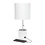 Simple Designs Hammered Metal Organizer 18.50" LED Table Lamp with USB Charging Port, White (LT1085-WHT)~#|#~4F131697-86A5-438B-A56573B276031252_sc7
