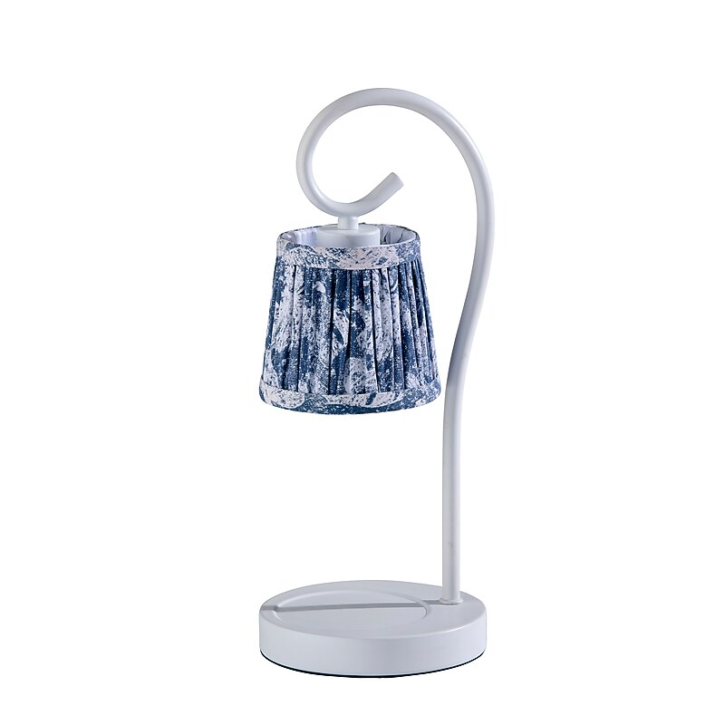 Simplee Adesso Perry Candlewarmer 14.5" Halogen Table Lamp, White/Blue Floral (SL1194-02) image 1
