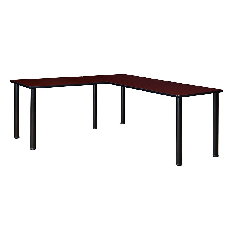 Regency Kee 72" L-Desk with 42" Return, Mahogany/Black (ML722442MHBPBK) image 1