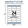 Avery TrueBlock Laser/Inkjet Rectangle Multipurpose Labels, 1" x 2.5", White, 1200/Box (94221)~#|#~4F38D05C-CC64-49B2-9FC1B8E7E4F8AD62_sc7