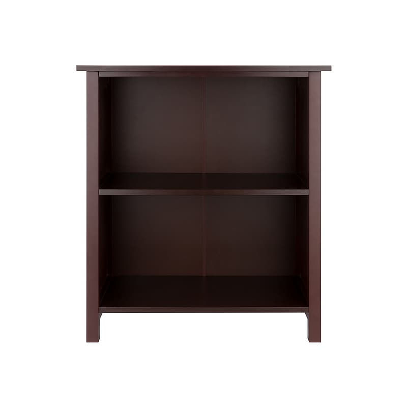 Winsome Milan Solid/Composite Wood 2-Tier Medium Storage Shelf or Bookcase, Antique Walnut image 1