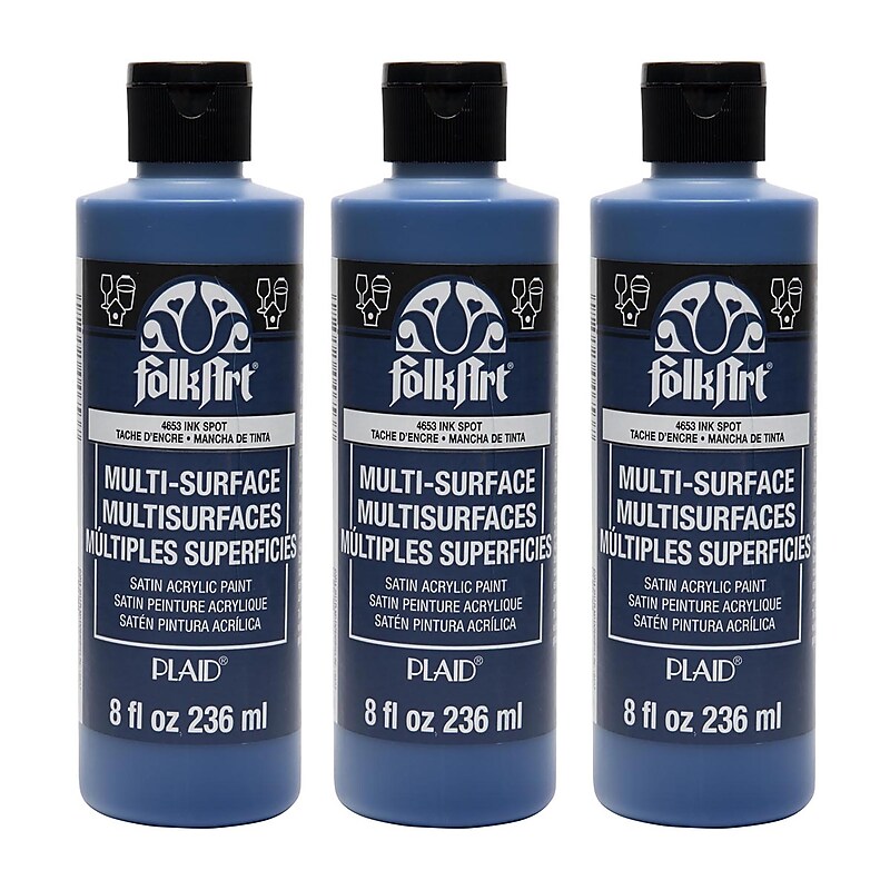 FolkArt Acrylic Paint Multi-Surface Satin, 8oz., Ink Spot, 3/Pack(FLK4653-3) image 1