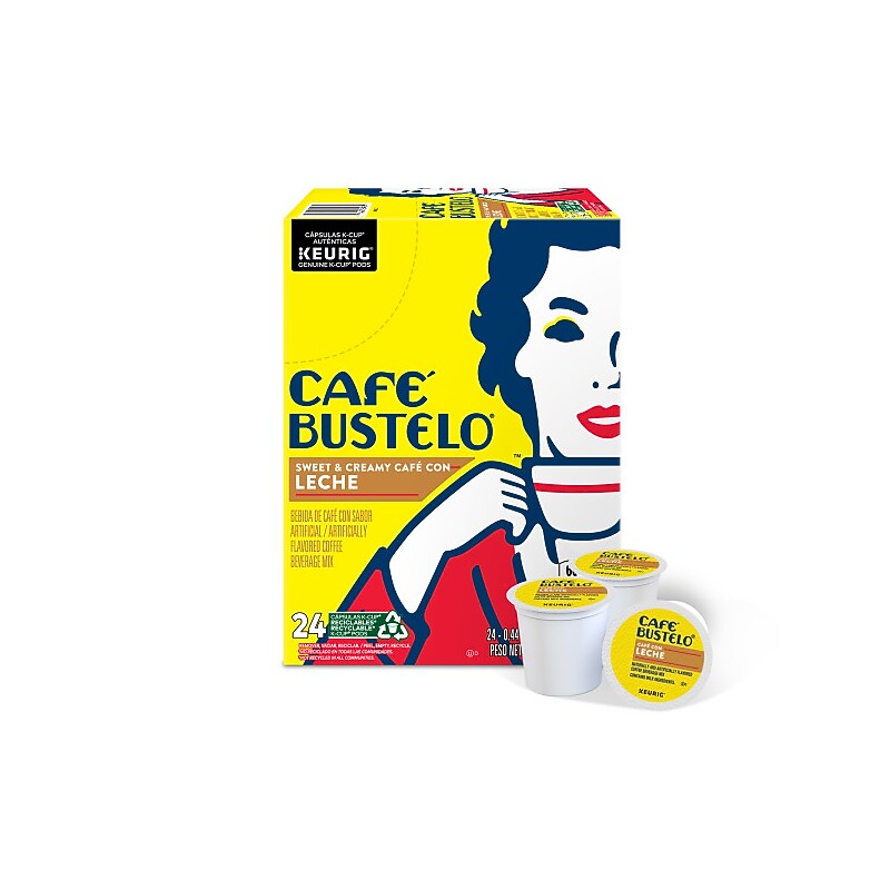 Cafe Bustelo Cafe Con Leche Coffee Keurig K-Cup Pods, Dark Roast, 24/Box (5000376427) image 1
