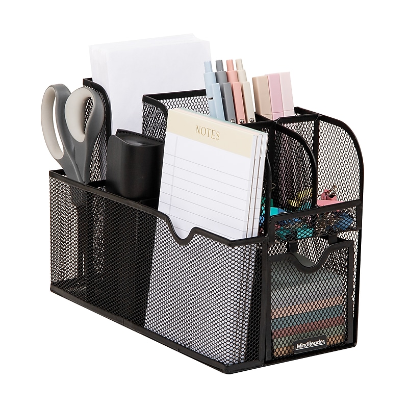 Mind Reader 10-Compartment Metal Countertop Organizer, Black (MESHCAD-BLK) image 1