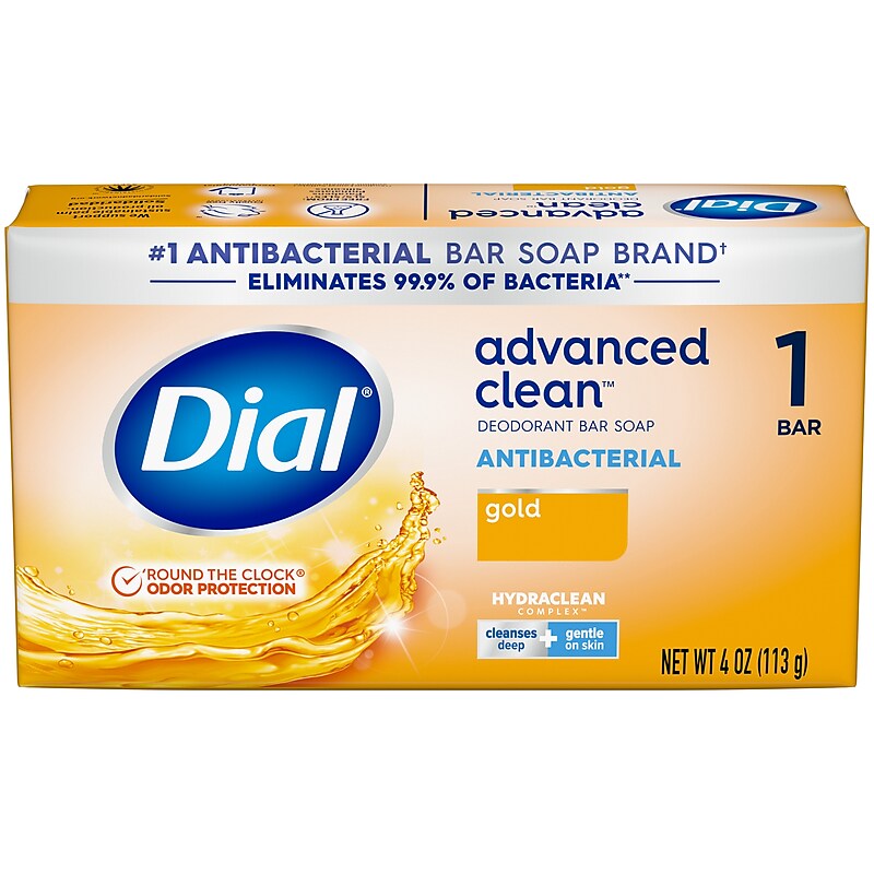 Dial Advanced Clean Antibacterial Bar Soap, Gold Scent, 36/Carton (00052336926172) image 1