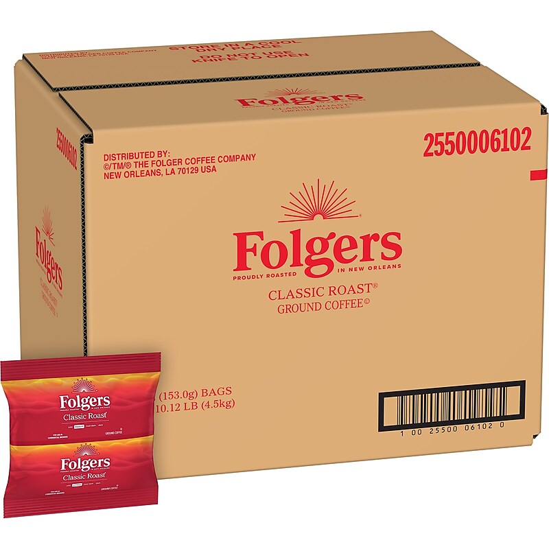 Folgers Classic Roast Coffee Fraction Pack, Medium Roast, 5.4 oz., 30/Carton (2550006102) image 1