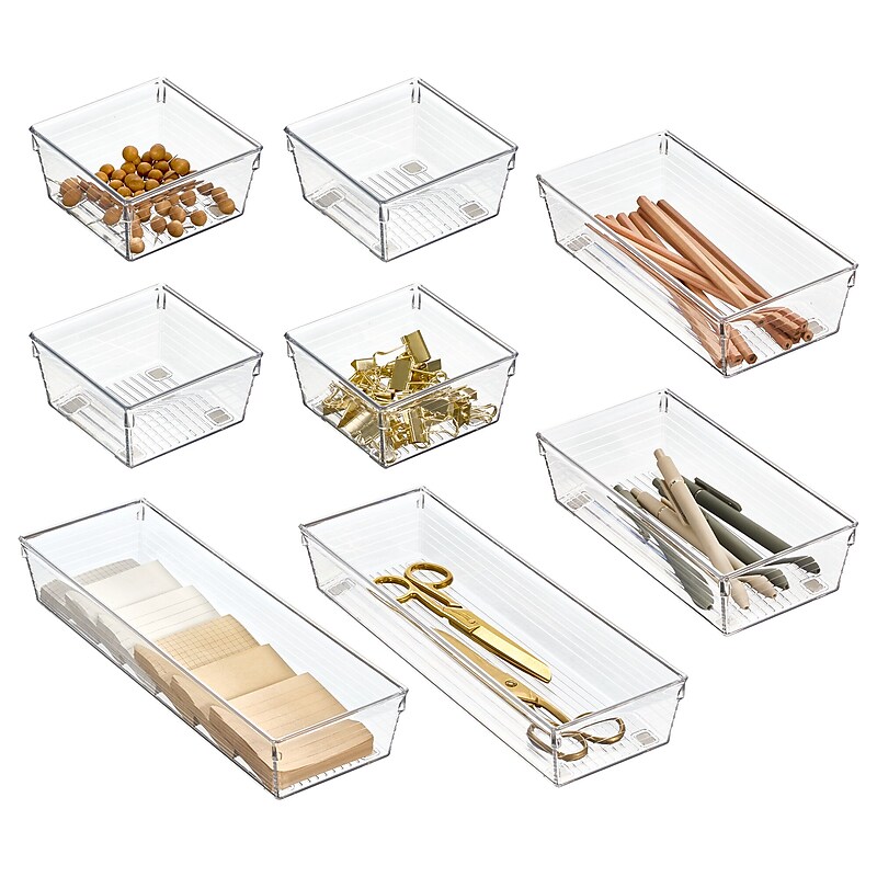 interDesign Sierra Plastic Desk Organizer, Clear, 8 Piece (95609N) image 1