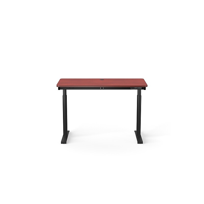VersaDesk PowerLift 48"W Electric Rectangular Adjustable Standing Desk, Cherry/Black (PLSDR4824-BC-APP) image 1