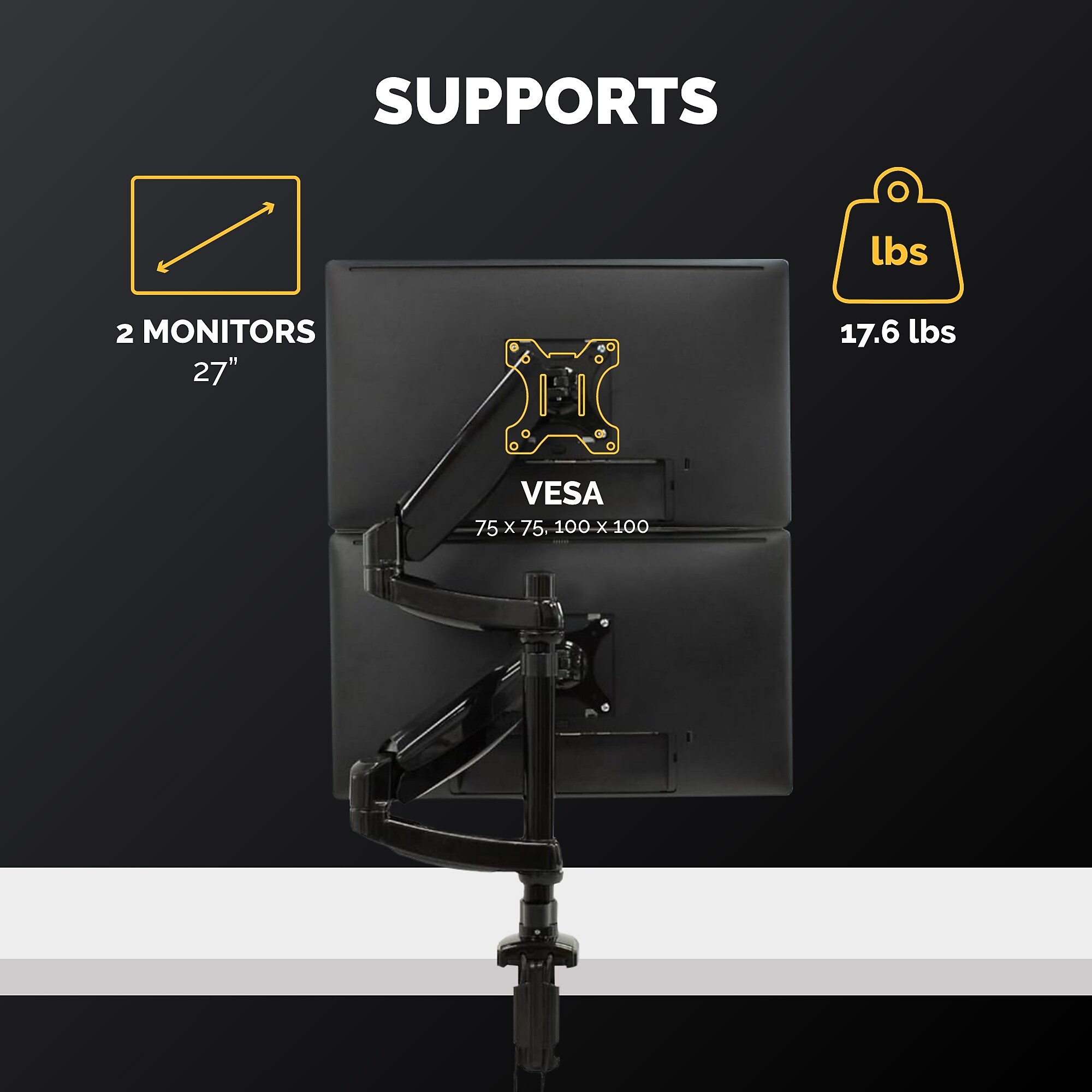 Fellowes Platinum Series Dual Stacking Adjustable Monitor Arm, Up to 27″ Monitor, Black (8043401) Sansujyuku sansujyuku.com