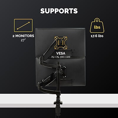 Fellowes Platinum Series Dual Stacking Adjustable Monitor Arm, Up to 27″ Monitor, Black (8043401) Sansujyuku sansujyuku.com