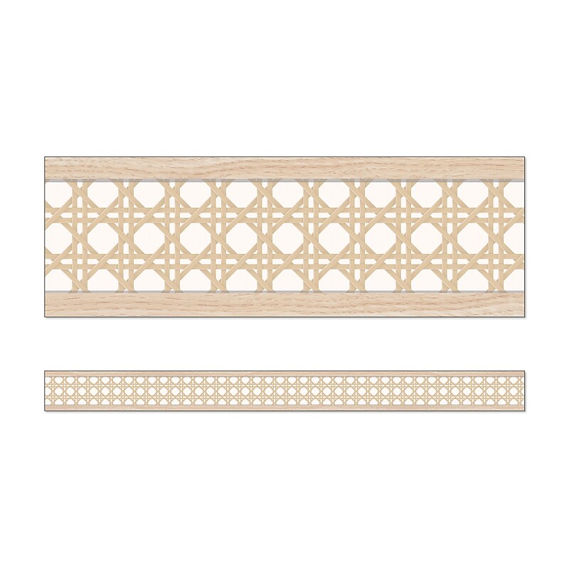 Carson Dellosa Education Straight Border, 3' x 3", Woven Cane, 12/Pack (108525) image 1