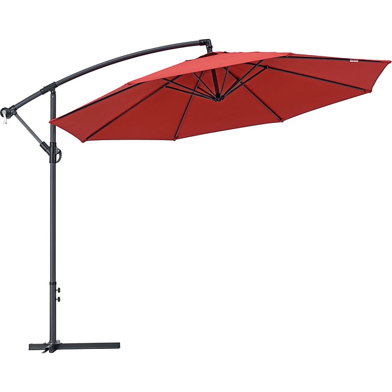Global Industrial Cantilever Umbrella with Crank, Tilt & Cross Brace, Olefin Fabric, 10'W, Red (436972RD) image 1