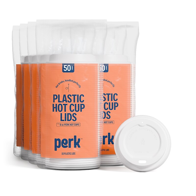 Perk™ Plastic Hot Cup Lid, 8 Oz., White, 500/Carton (PK45593CT) image 1