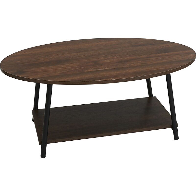 Household Essentials Jamestown 39.38"W x 23.5"D Laminate Coffee Table, Mid-Century Walnut/Black (8134-1) image 1