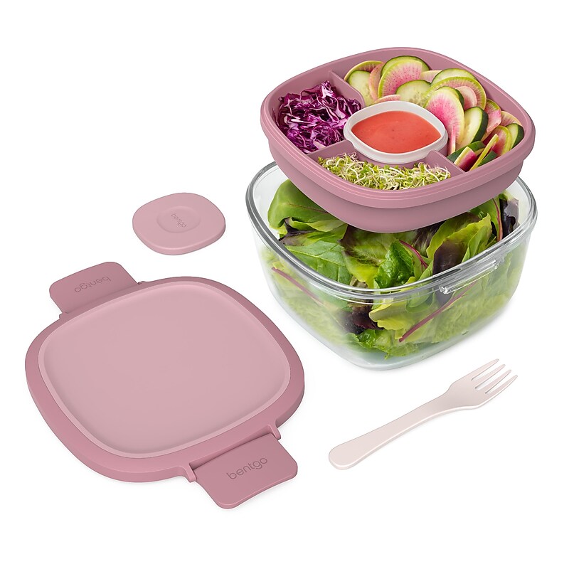 bentgo All-in-One Salad Container, 5-Compartment, Rose, 61 oz. (BGLASSAL-R) image 1