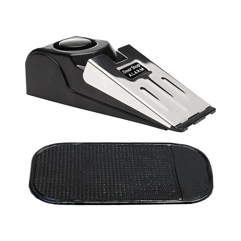 Excello Global Products Stainless Steel Doorstop Alarm, Black/Silver (SPLS-TRVL-0004) image 1