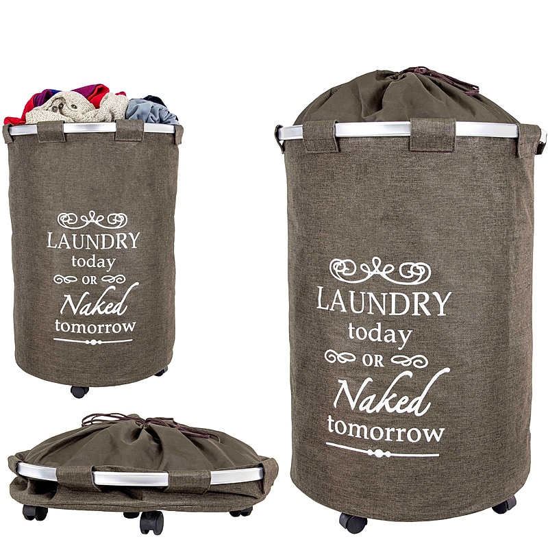 Dbest Bigger Laundry Trolley 360 Rolling Hamper Basket, Brown (01-905) image 1