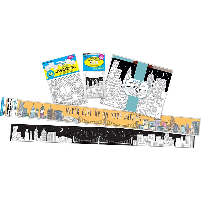 Barker Creek Color Me! Cityscapes Classroom Decor Set, 4 Packs/Set (BC3510) image 1