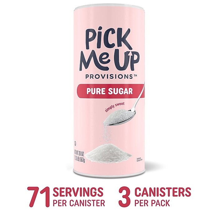 Pick Me Up Provisions™ Pure Sugar, 20 oz. Canister, 3/Pack