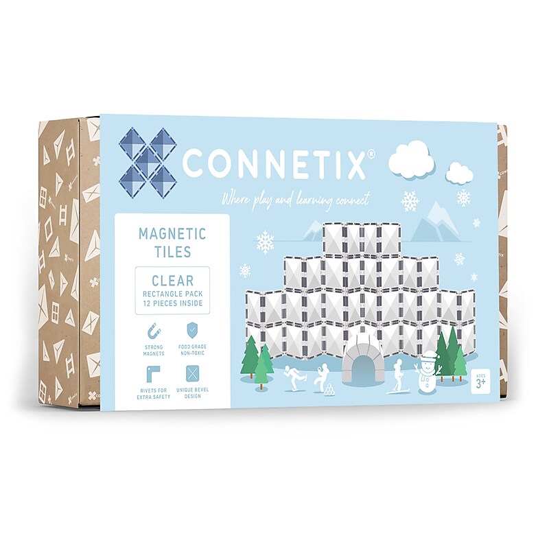 Connetix Magnetic Tiles Clear Rectangle Pack, 12 Pieces (CNTC00012RE) image 1