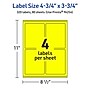 Avery Laser/Inkjet Rectangle Multipurpose Labels, 4.75" x 3.75", Neon Yellow, 320/Box (94254)~#|#~4F7FC5A1-5B41-448D-AE36964F9B746DF1_sc7