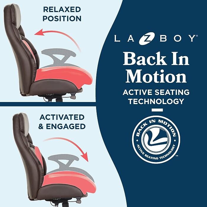 La-Z-Boy Caelan Ergonomic Faux Leather Swivel Task Chair, Dark