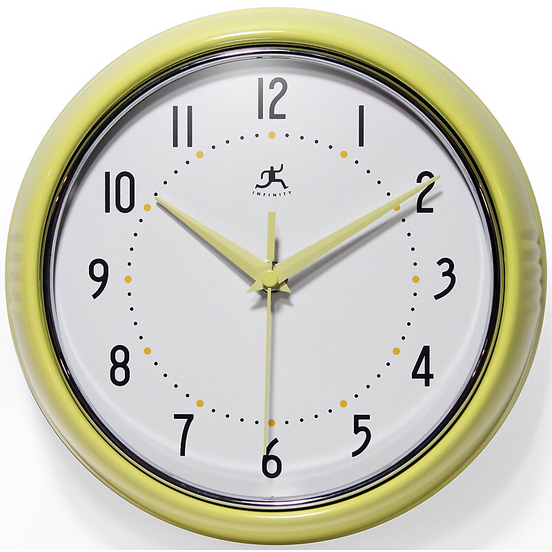 Infinity Instruments Round Retro Wall Clock, Aluminum, 9.5" (10940-AURA) image 1