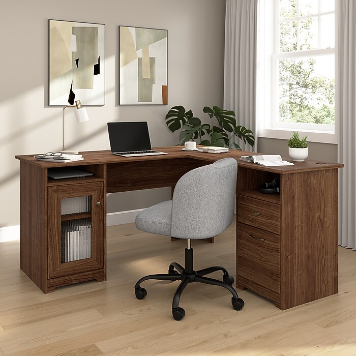 Bush Home Cabot 60W L Shaped Computer Desk with Storage, Modern