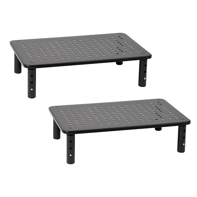Mind Reader Ventilated Metal Adjustable Monitor Stand, Up to 44 lbs., Black, 2/Pack (4LEGM2PK-BLK) image 1