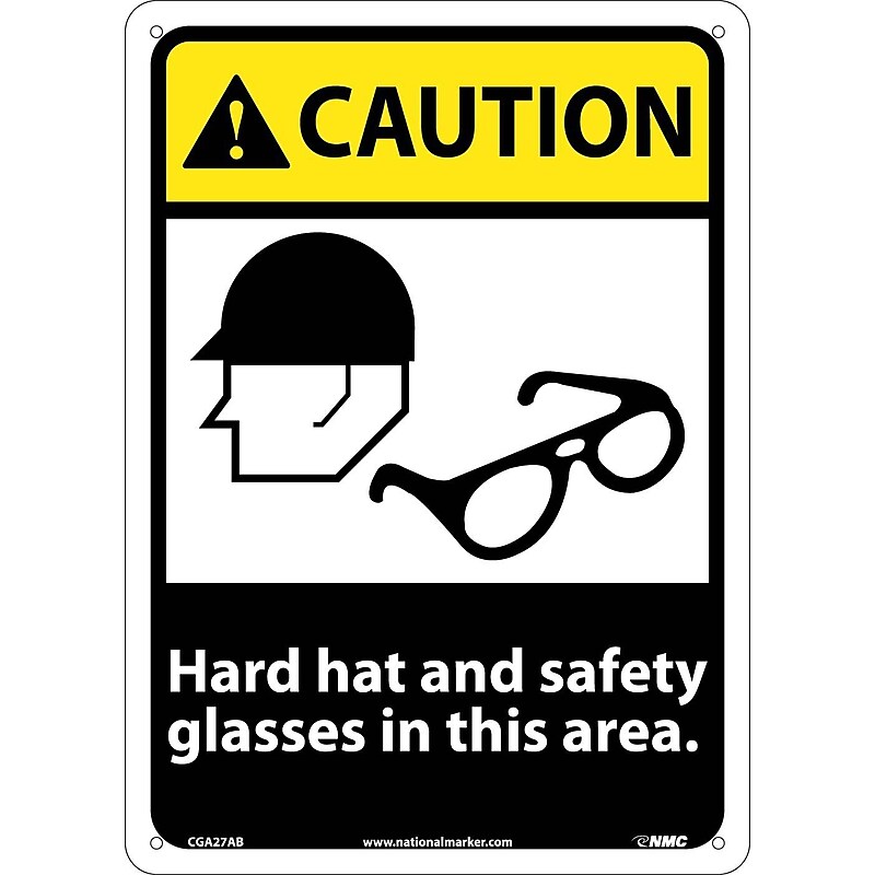 Caution Signs; Hard Hat And Safety Glasses In This Area, 14X10, .040 Aluminum image 1